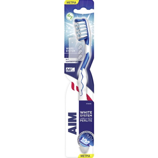 Aim White System Perlite Medium Toothbrush 1 Τεμάχιο - Μπλε