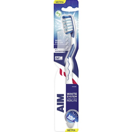 Aim White System Perlite Medium Toothbrush 1 Τεμάχιο - Γαλάζιο