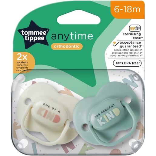 Tommee Tippee Anytime Orthodontic Silicone Soother 6-18m, 2 Τεμάχια - Λαχανί / Πράσινο Tommee Tippee Anytime Orthodontic Silicone Soother 6-18m, 2 Τεμάχια - Λαχανί / Πράσινο