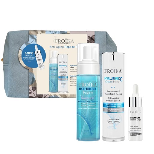 Froika Promo Anti-Aging Peptide Power Hyaluronic Foam 200ml & Hyaluronic C Micro 50ml & Δώρο Premium Intensive Drops 10ml & Δώρο Μπλε Νεσεσέρ 1 Τεμάχιο
