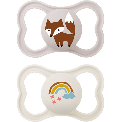Mam Air Silicone Soother 6-16m 2 Τεμάχια, Κωδ 215SUc - Γκρι / Μπεζ