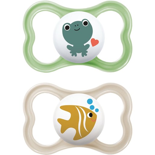 Mam Air Silicone Soother 16m+ 2 Τεμάχια, Κωδ 275SUc - Πράσινο / Καφέ Ανοιχτό