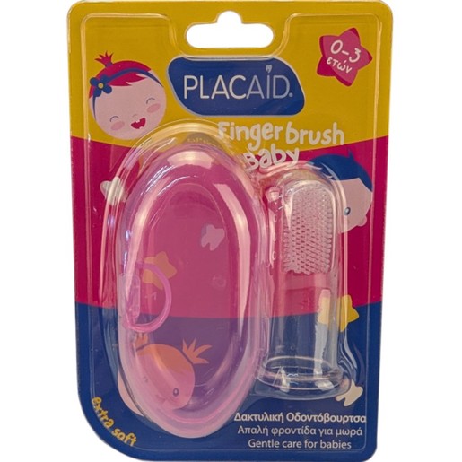 Plac Aid Baby Finger Toothbrush 0-3 Ετών, 1 Τεμάχιο - Ροζ