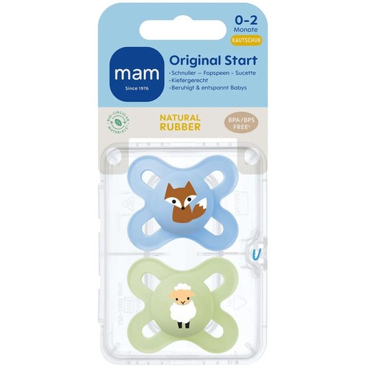 Mam Original Start Silicone Soother 0-2m Κωδ 125SBc, 2 Τεμάχια - Μπλε / Πράσινο