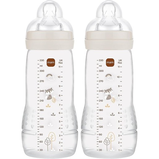 Mam Easy Active Baby Bottle 4m+ Κωδ 365SUc 330ml, 2 Τεμάχια - Κρεμ