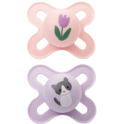 Mam Original Start Silicone Soother 0-2m 2 Τεμάχια, Κωδ 125SGc - Ροζ / Λιλά