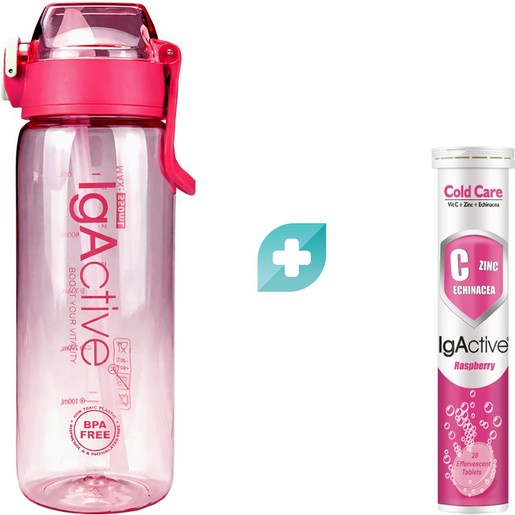 IgActive Promo Cold Care 20 Effer.tabs & Δώρο Sport Water Bottle 500ml 1 Τεμάχιο - Fuchsia