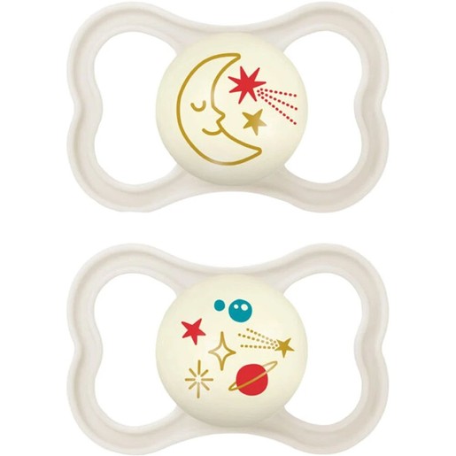 Mam Air Night Silicone Soother 6-16 2 Τεμάχια, Κωδ 217SUc - Κρεμ