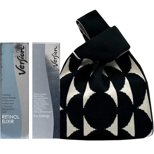 Version Promo Retinol Elixir Night Cream 50ml & Bio Energy 24h Cream Face & Neck Anti Wrinkle Lifting Firming 50ml & Δώρο Νεσεσέρ 1 Τεμάχιο Λευκό - Μαύρο