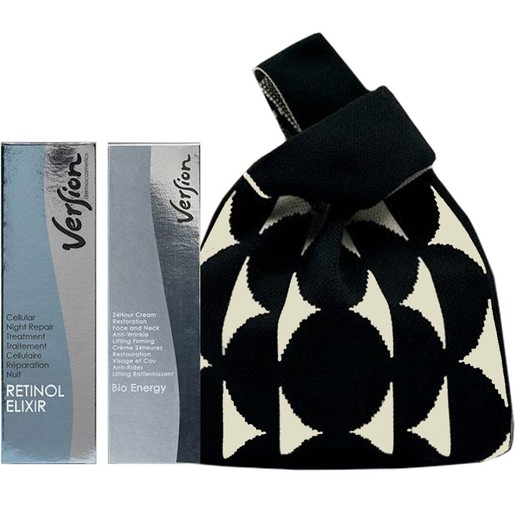 Version Promo Retinol Elixir Night Cream 50ml & Bio Energy 24h Cream Face & Neck Anti Wrinkle Lifting Firming 50ml & Δώρο Νεσεσέρ 1 Τεμάχιο Μπεζ - Μαύρο