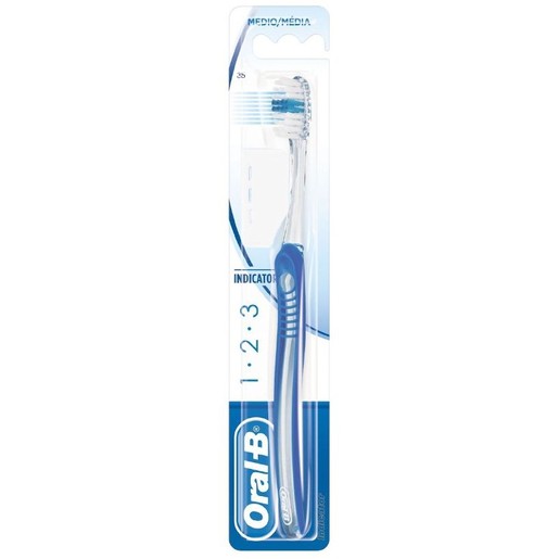 Oral-B 123 Indicator Medium Toothbrush 35mm 1 Τεμάχιο - Μπλε / Λευκό