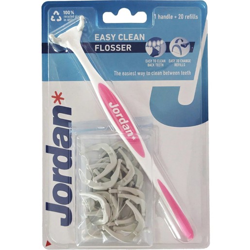 Jordan Easy Clean Flosser 1 Τεμάχιο & Refills 20 Τεμάχια Κωδ 310054 - Ροζ