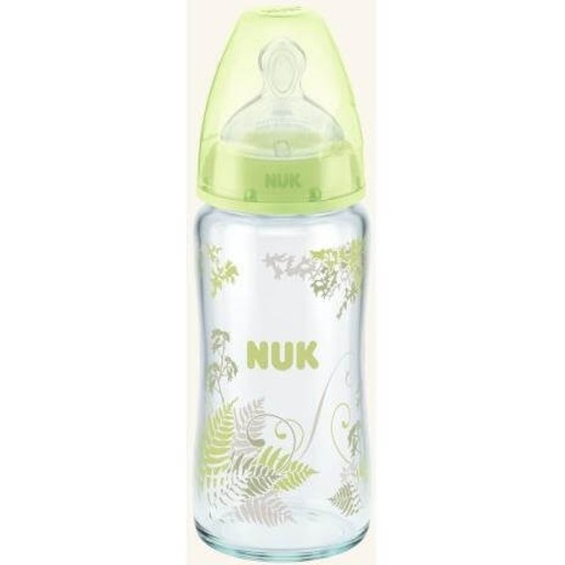 Nuk First Choice Plus Γυάλινο Μπιμπερό με Θηλή Σιλικόνης Μεγέθους 1 (0-6 Μηνών) Medium 240ml Nuk First Choice Plus Γυάλινο Μπιμπερό με Θηλή Σιλικόνης Μεγέθους 1 (0-6 Μηνών) Medium 240ml