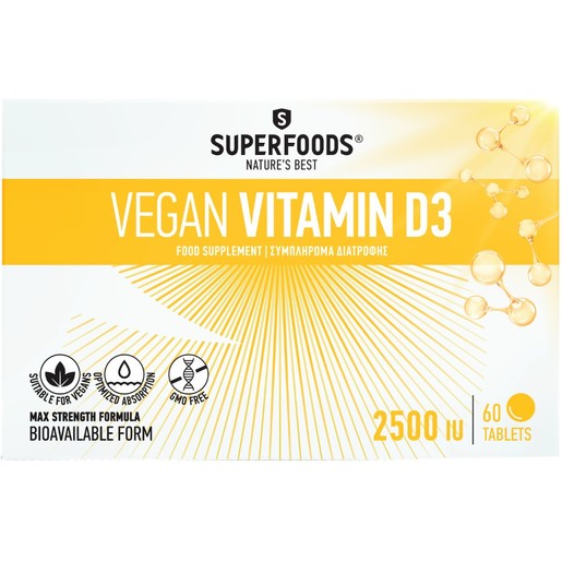 Superfoods Vegan Vitamin D3 2500 IU 60tabs