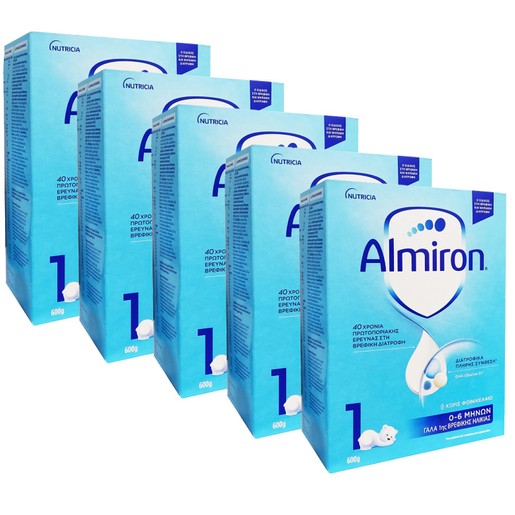 Σετ Nutricia Almiron 1 Γάλα 1ης Βρεφικής Ηλικίας από 0-6 μηνών 5x600gr