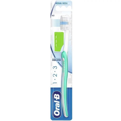 Oral-B 123 Indicator Medium Toothbrush 40mm 1 Τεμάχιο - Τιρκουάζ / Λαχανί