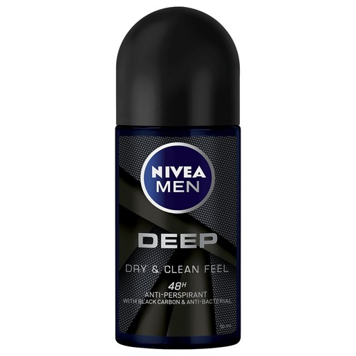 Nivea Men Deep Black Carbon Dry & Clean Feel 48h Deo Roll-On 50ml