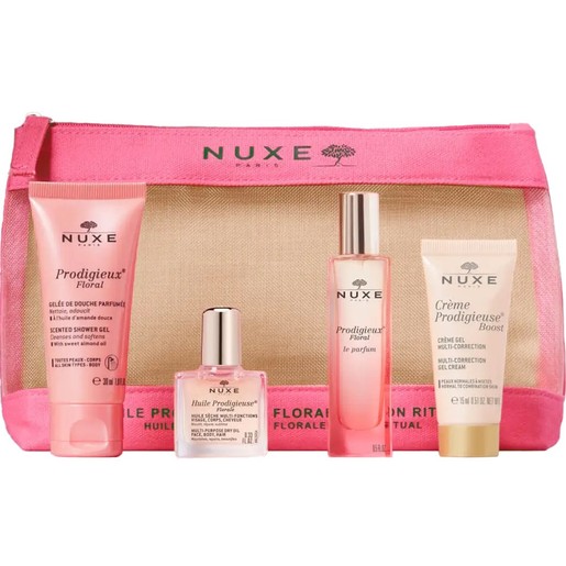 Nuxe Promo Prodigieuse Florale Travel Kit Shower Gel 30ml & Huile Prodigieuse 10ml & Le Parfum Eau de Parfum 15ml & Multi-Correction Gel Cream 15ml & Νεσεσέρ
