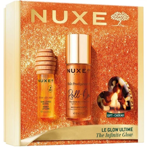 Nuxe Promo Reve de Miel Honey Lip Care Oil 10ml & Huile Prodigieuse OR Roll-On Multi-Purpose Dry Oil 60ml & Δώρο Κλιπ Μαλλιών 1 Τεμάχιο
