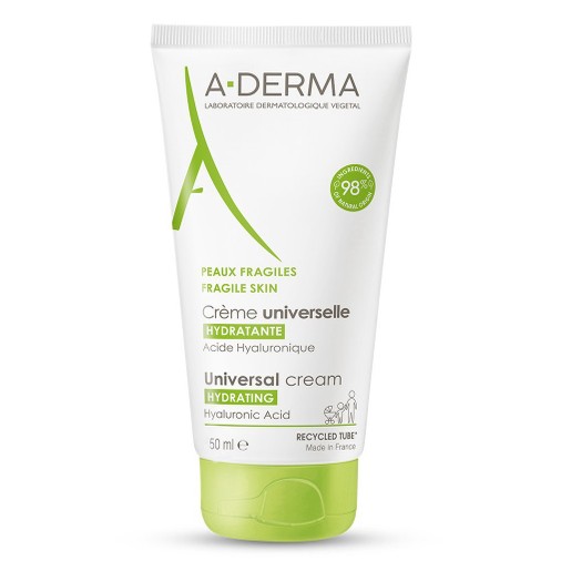 A-Derma Universal Hydrating Cream Ενυδατική Κρέμα Προσώπου - Σώματος με Υαλουρονικό Οξύ 50ml