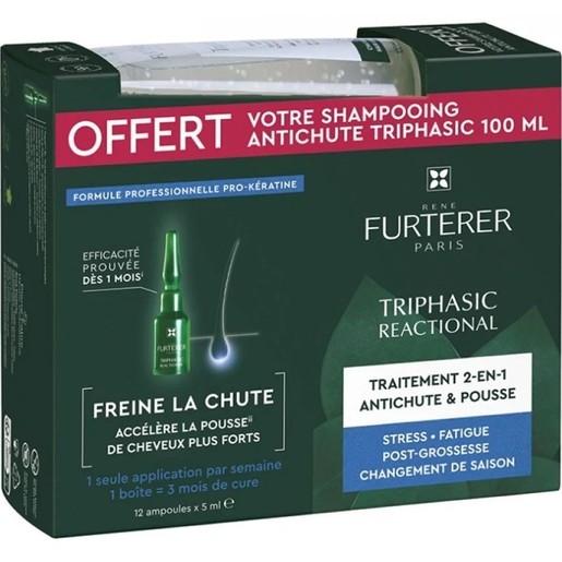 Rene Furterer Promo Triphasic Reactional Anti-Hair Loss & Growth 2in1 Treatment 60ml (12vialsx5ml) & Anti-Hair Loss Stimulating Shampoo 100ml Rene Furterer Promo Triphasic Reactional Anti-Hair Loss & Growth 2in1 Treatment 60ml (12vialsx5ml) & Anti-Hair Loss Stimulating Shampoo 100ml
