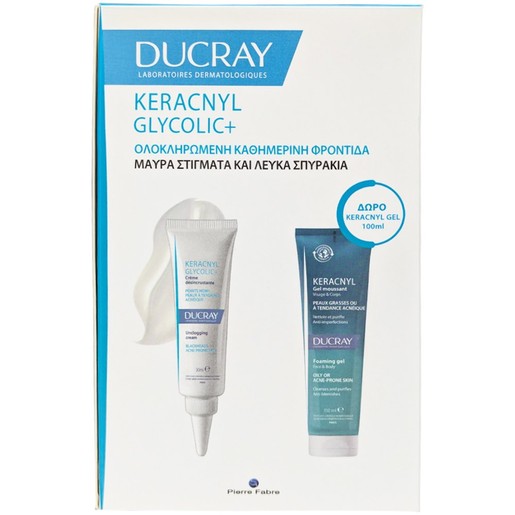 Ducray Promo Keracnyl Glycolic+ Unclogging Cream 30ml & Δώρο Keracnyl Gel Moussant 100ml