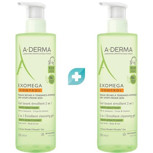 A-Derma Promo Exomega Control 2 in 1 Anti-Scratching Emollient Cleansing Gel 1000ml (2x500ml) A-Derma Promo Exomega Control 2 in 1 Anti-Scratching Emollient Cleansing Gel 1000ml (2x500ml)