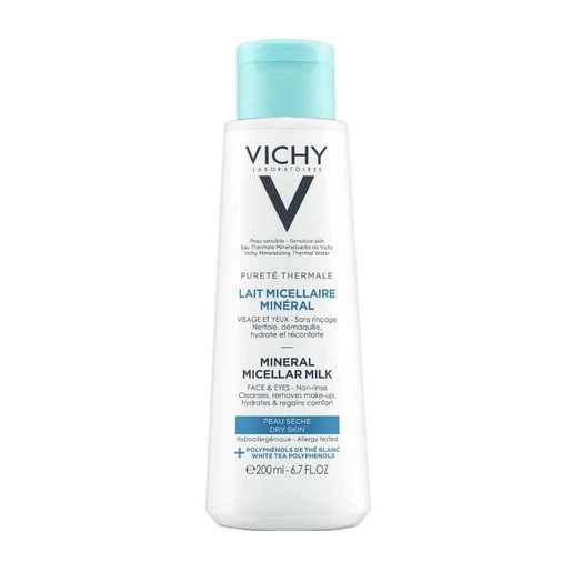 Vichy Purete Thermale Lait Micellaire Mineral Γαλάκτωμα Ντεμακιγιάζ για Ξηρή Επιδερμίδα 200ml Vichy Purete Thermale Lait Micellaire Mineral Γαλάκτωμα Ντεμακιγιάζ για Ξηρή Επιδερμίδα 200ml