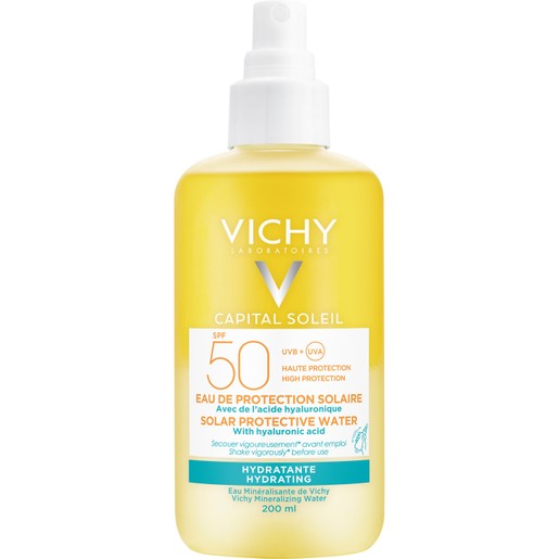 Vichy Capital Soleil Solar Protective Water With Hyaluronic Acid Spf50 Νερό Υψηλής Προστασίας από τον Ήλιο με Υαλουρονικό 200ml Vichy Capital Soleil Solar Protective Water With Hyaluronic Acid Spf50 Νερό Υψηλής Προστασίας από τον Ήλιο με Υαλουρονικό 200ml