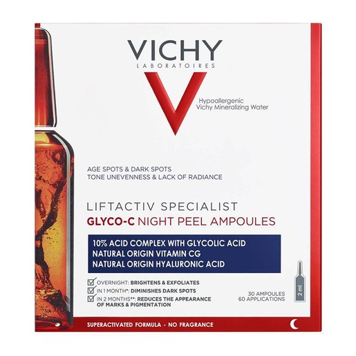 Vichy Liftactiv Specialist Glyco-C Night Peel Σύμπλοκο Γλυκολικού Οξέος με Βιταμίνη C & Υαλουρονικό Οξύ 1.8ml x 30amp Vichy Liftactiv Specialist Glyco-C Night Peel Σύμπλοκο Γλυκολικού Οξέος με Βιταμίνη C & Υαλουρονικό Οξύ 1.8ml x 30amp