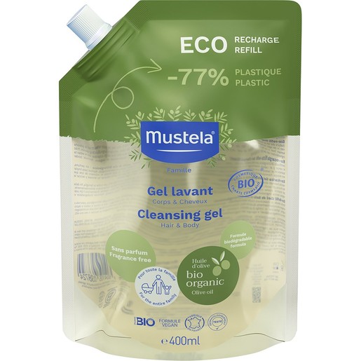 Mustela Bio Organic Cleansing Hair & Body Gel 400ml Eco-Refill