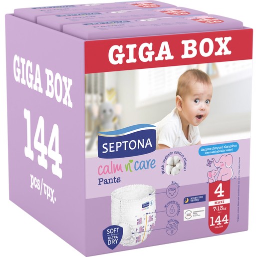 Septona Calm n\' Care Pants Giga Box Maxi No4 (7-13kg) 144 Τεμάχια (3x48 Τεμάχια)