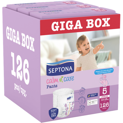 Septona Calm n\' Care Pants Giga Box Junior No5 (10-16kg) 126 Τεμάχια (3x42 Τεμάχια)