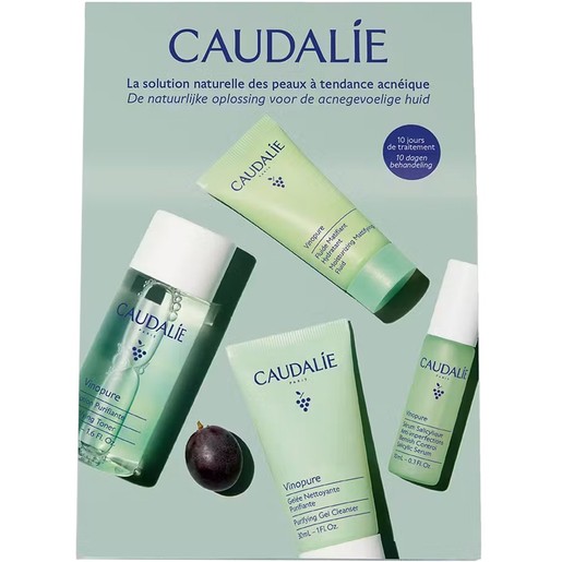 Caudalie Promo Vinopure Purifying Cleanser Gel 30ml & Toner 50ml & Blemish Control Salicylic Serum 10ml & Moisturizing Mattifying Fluid 15ml