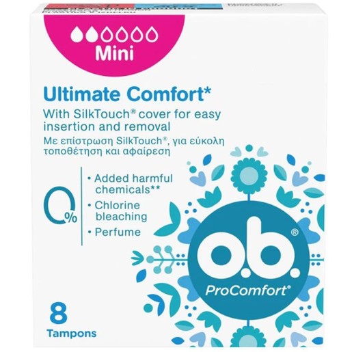 O.b. ProComfort Mini Tampons for Light Days 8 Τεμάχια