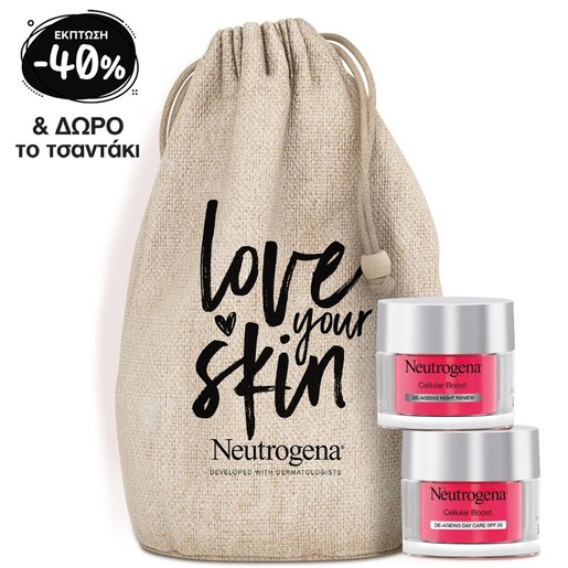 Neutrogena Promo Set Cellular Boost De-Ageing Day Face Care Spf20, 50ml & De-Ageing Night Face Cream 50ml & Δώρο Τσαντάκι Neutrogena Promo Set Cellular Boost De-Ageing Day Face Care Spf20, 50ml & De-Ageing Night Face Cream 50ml & Δώρο Τσαντάκι