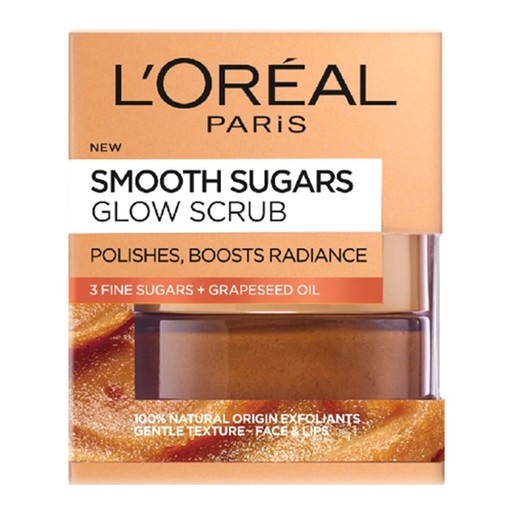 L\'oreal Paris Smooth Sugars Glow Scrub Grapeseed Face & Lip Scrub 50ml L\'oreal Paris Smooth Sugars Glow Scrub Grapeseed Face & Lip Scrub 50ml