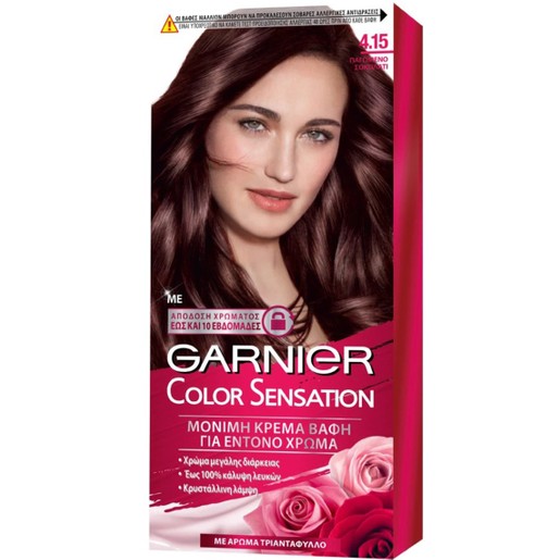 Garnier Color Sensation Permanent Hair Color Kit 1 Τεμάχιο - 4.15 Παγωμένο Σοκολατί