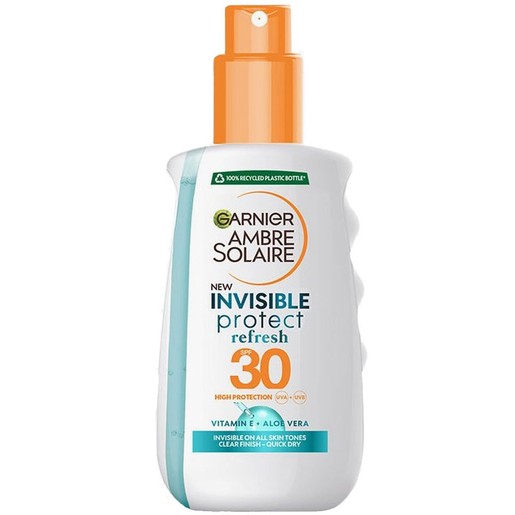 Garnier Ambre Solaire Invisible Protect Refresh Face & Body Spray Spf30 with Vitamin E & Aloe Vera 200ml