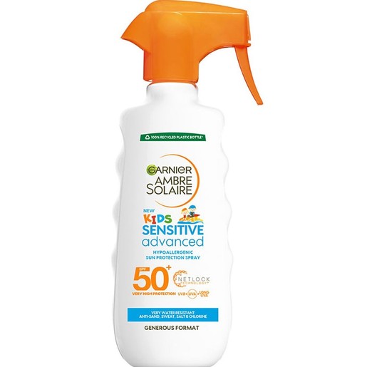 Garnier Ambre Solaire Kids Sensitive Advanced Hypoallergenic Face & Body Spray Spf50+, 300ml