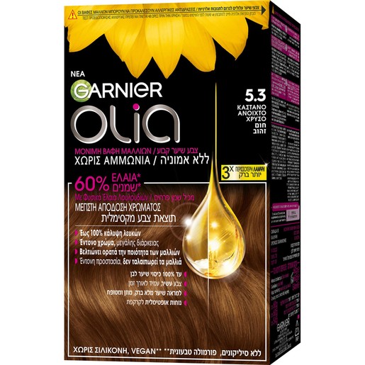 Garnier Olia Permanent Hair Color 1 Τεμάχιο - 5.3 Καστανό Ανοιχτό Χρυσό