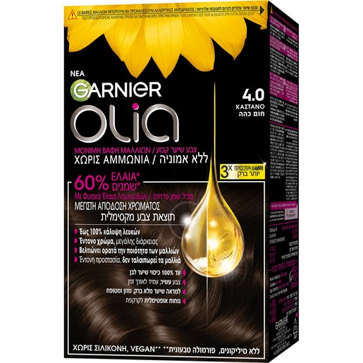 Garnier Olia Permanent Hair Color 1 Τεμάχιο - 4.0 Καστανό