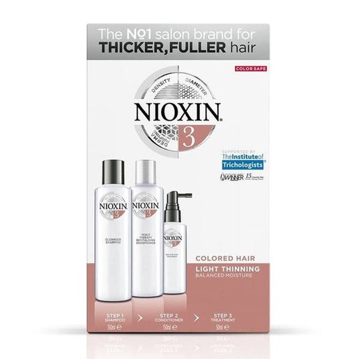 Nioxin Kit System 3 Shampoo 150ml, Conditioner 150ml & Treatment 50ml, Αγωγή Τριχόπτωσης για Ελαφρώς Αραιωμένα Βαμμένα Μαλλιά