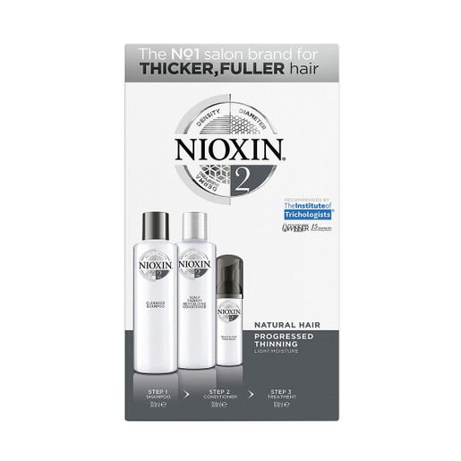 Nioxin Kit System 2 Shampoo 300ml, Conditioner 300ml & Treatment 100ml, Αγωγή Τριχόπτωσης για Εμφανώς Αραιωμένα Φυσικά Μαλλιά