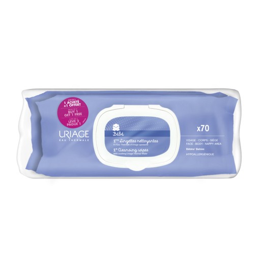 Uriage Promo Eau Thermale Bebe 1st Cleansing Wipes Απαλά Μαντηλάκια που Καθαρίζουν το Ευαίσθητο Δέρμα του Βρέφους 2x70τμχ Uriage Promo Eau Thermale Bebe 1st Cleansing Wipes Απαλά Μαντηλάκια που Καθαρίζουν το Ευαίσθητο Δέρμα του Βρέφους 2x70τμχ