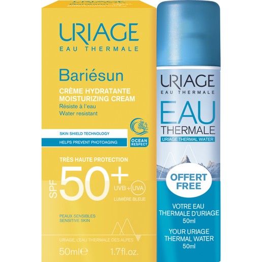 Uriage Promo Bariesun Moisturizing Cream Spf50+, 50ml & Δώρο Thermal Water Travel Size 50ml