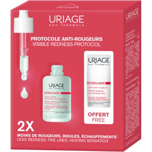 Uriage Promo Roseliane Visible Redness-Neutralizing Smoothing Serum 30ml & Δώρο Care Face Cream 15ml