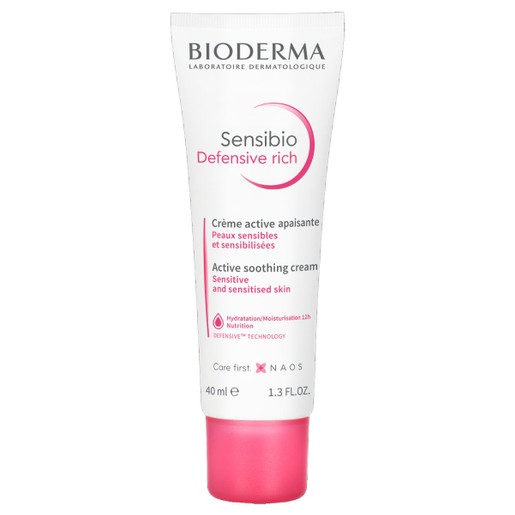 Bioderma Sensibio Defensive Rich Active Soothing Cream Πλούσια Κρέμα Προσώπου, Λαιμού για Ενυδάτωση & Προστασία 40ml