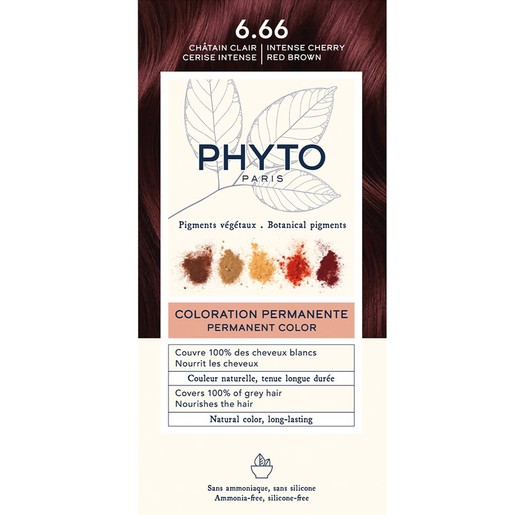 Phyto Permanent Hair Color Kit 1 Τεμάχιο - 6.66 Βαθύ Κερασί Ανοικτό Καστανό Phyto Permanent Hair Color Kit 1 Τεμάχιο - 6.66 Βαθύ Κερασί Ανοικτό Καστανό