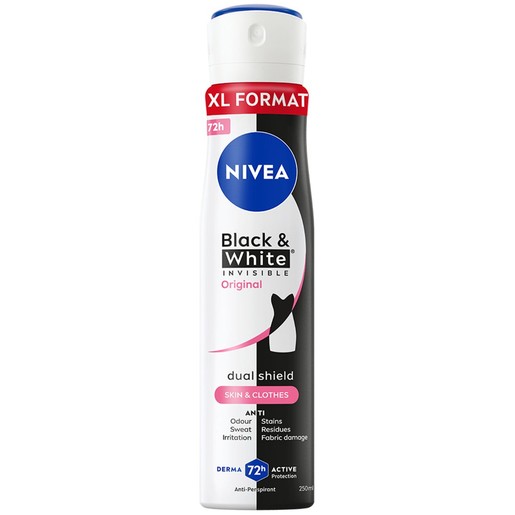 Nivea XL Invisible Black & White Original 72h Anti-Perspirant Deodorant Spray 250ml